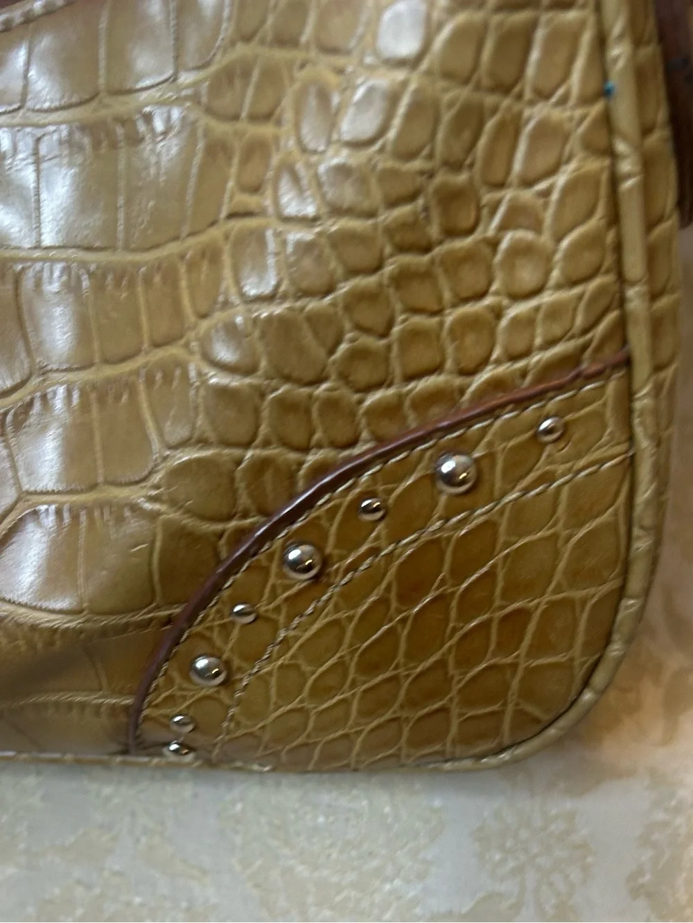 Y2K Vtg Tommy Hilfiger shoulder bag distinct Western Croc embossed Whimisigoth
